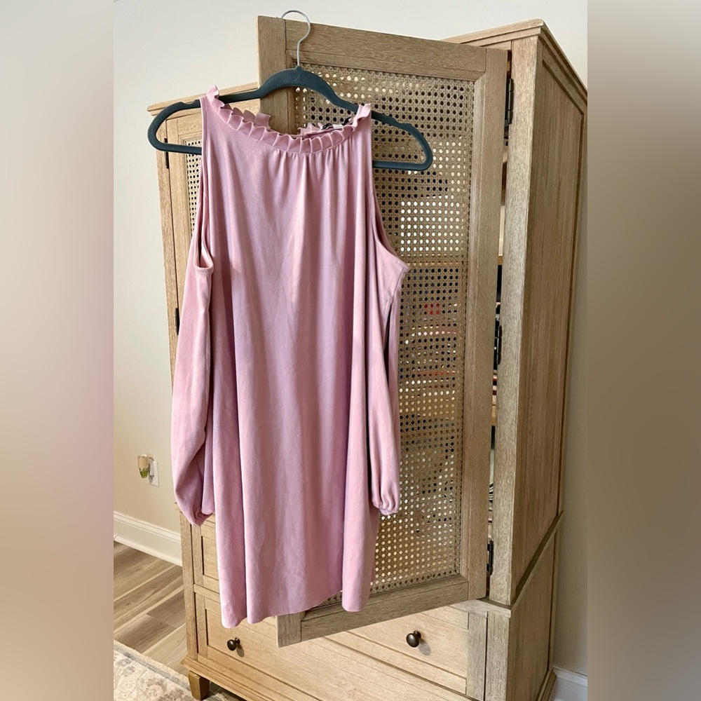 kensie Womens Cold Shoulder Faux Suede Cocktail Dress, Pink (medium)